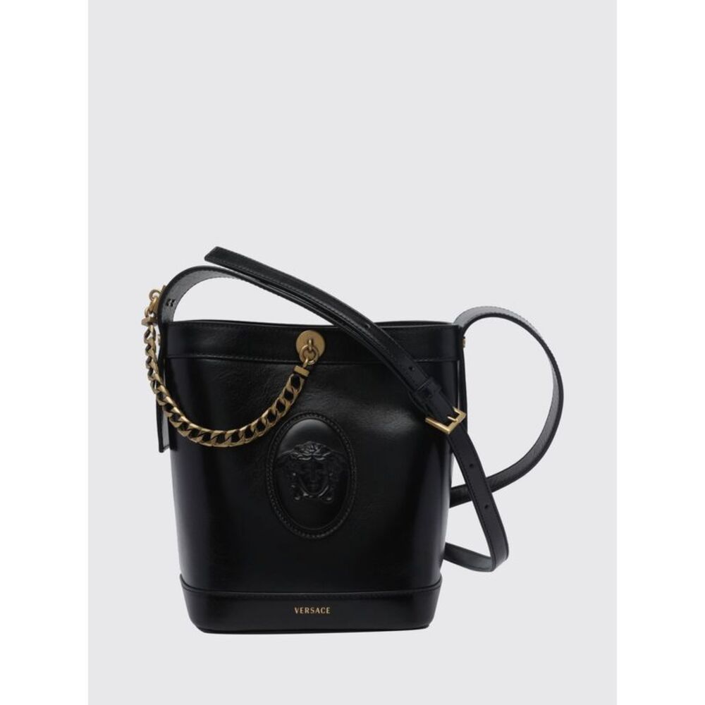 Versace Women Medusa '95 Versace Leather Mini Bucket Bag With Metal Mesh